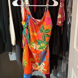 Kulani Kinis Vibrant Tropical Dress - Orange, Green, Blue